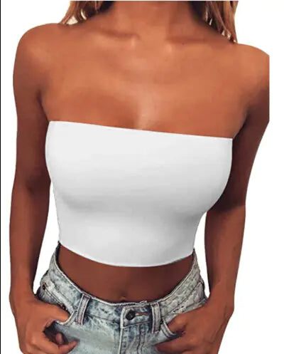 Solid Color Off-Shoulder Crop Top