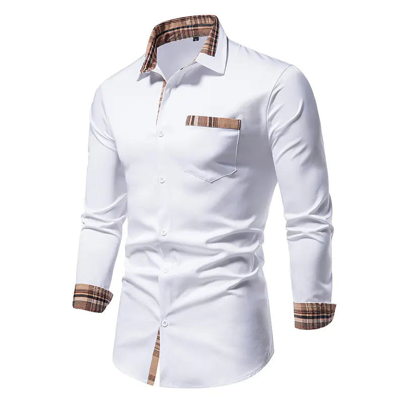 Slim Fit Long Sleeve Business Shirt for Men