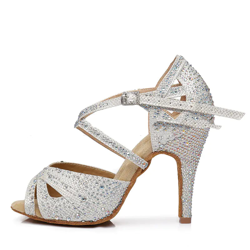 Silver High-Heeled Latin Dance Shoes