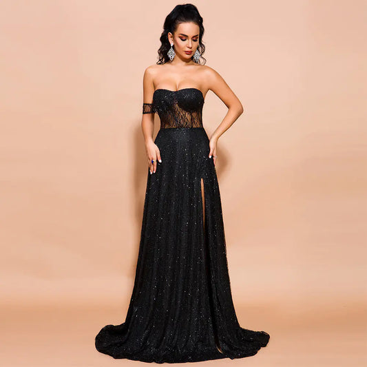 2019 Sexy Off-Shoulder Sequin Party Dress (Long)