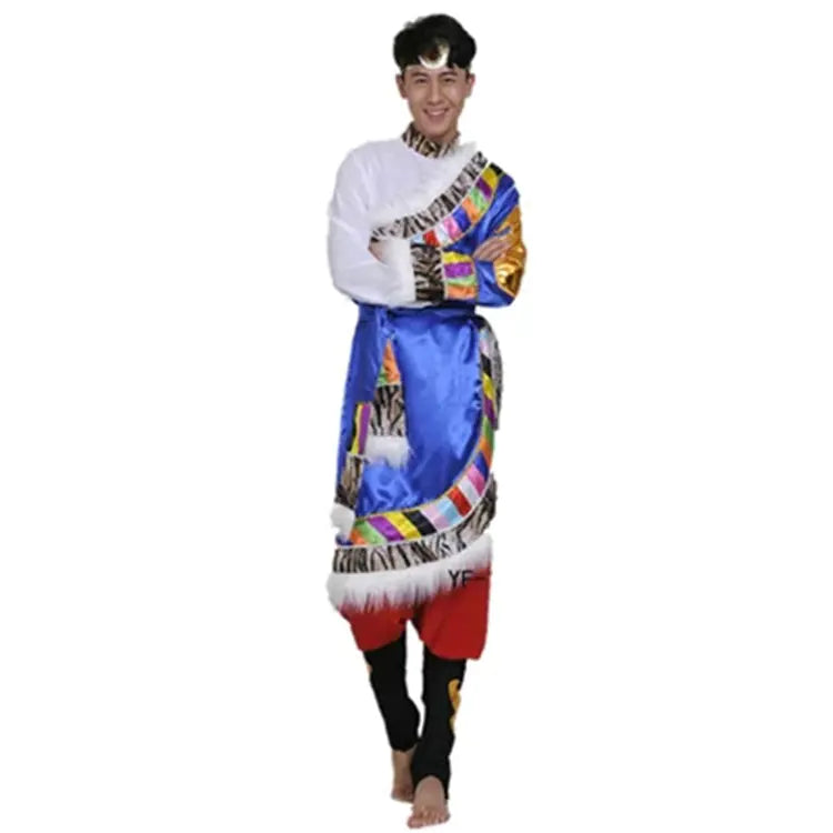 Men's Tibetan Dance Costume and Mongolian Performance Outfit