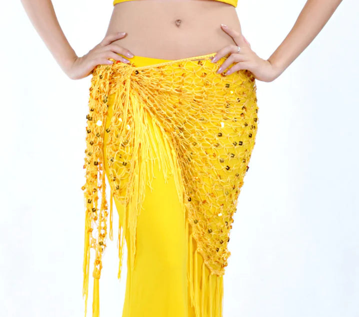 Belly Dance Costume with Triangle Scarf and Sequins