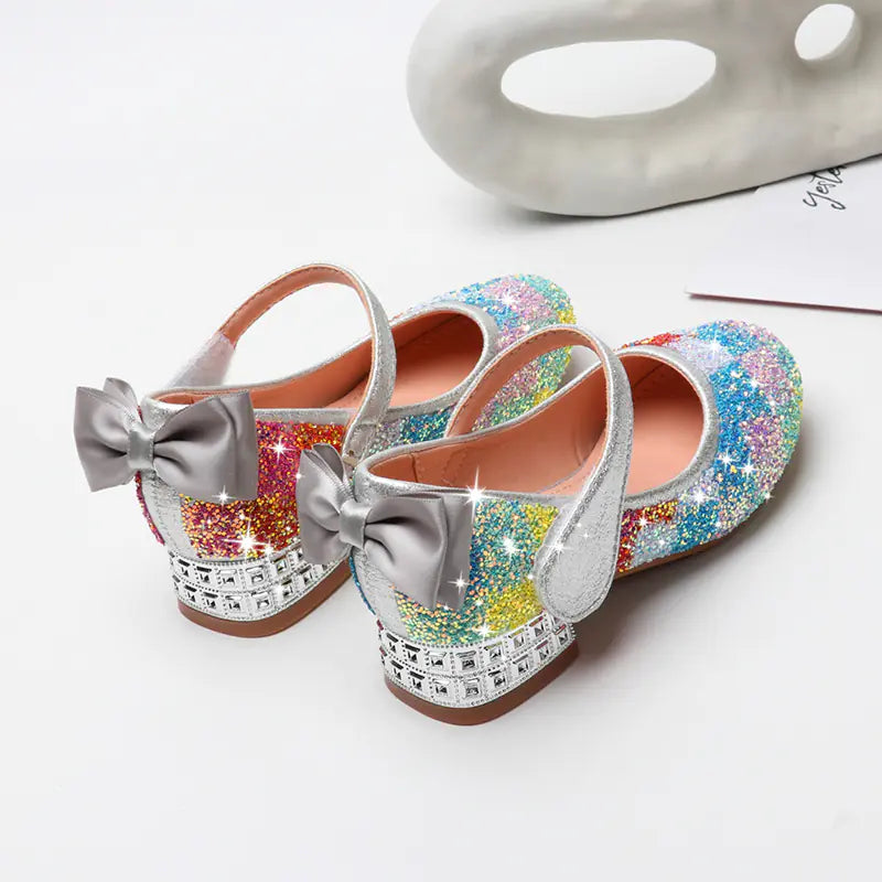 Girls' Sequin Dance Shoes with Crystal Heels
