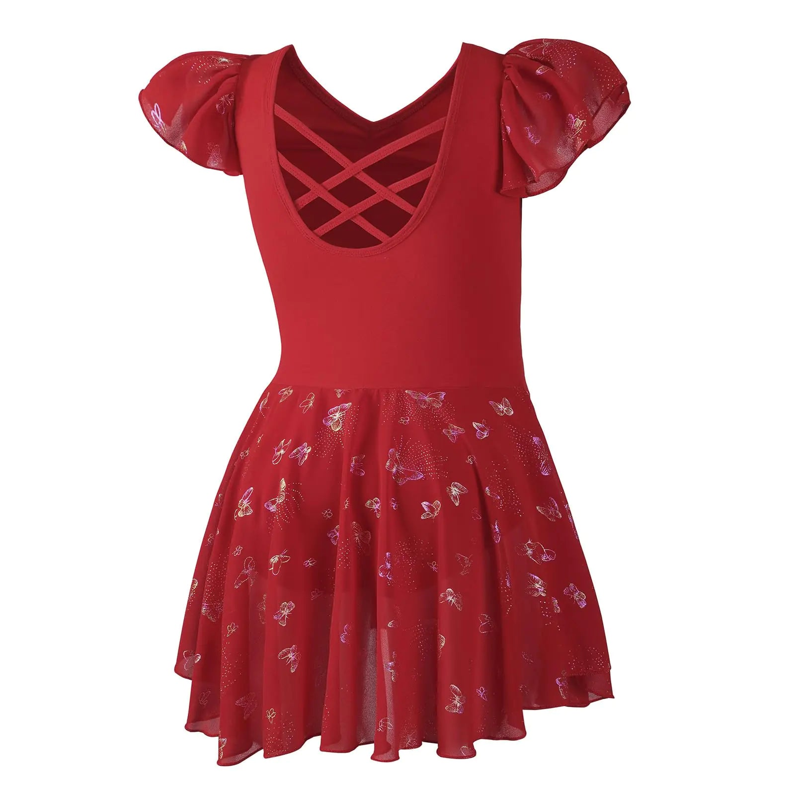 DIPUG Ballet Leotards for Girls with Skirt Shiny Toddler Dance Leotard Butterfly