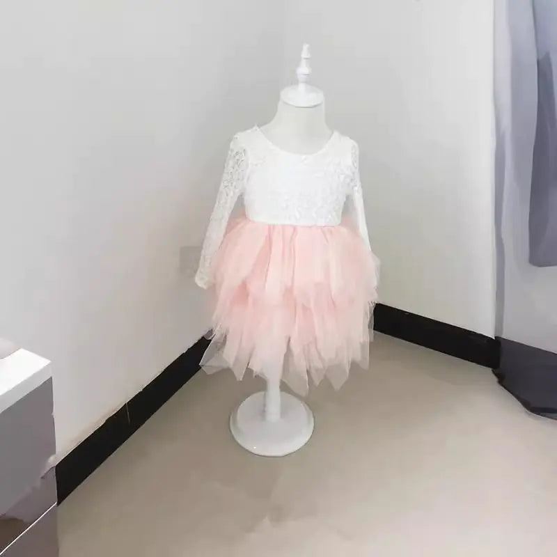 Lace Long Sleeve Dress for Girls - Party Dress
