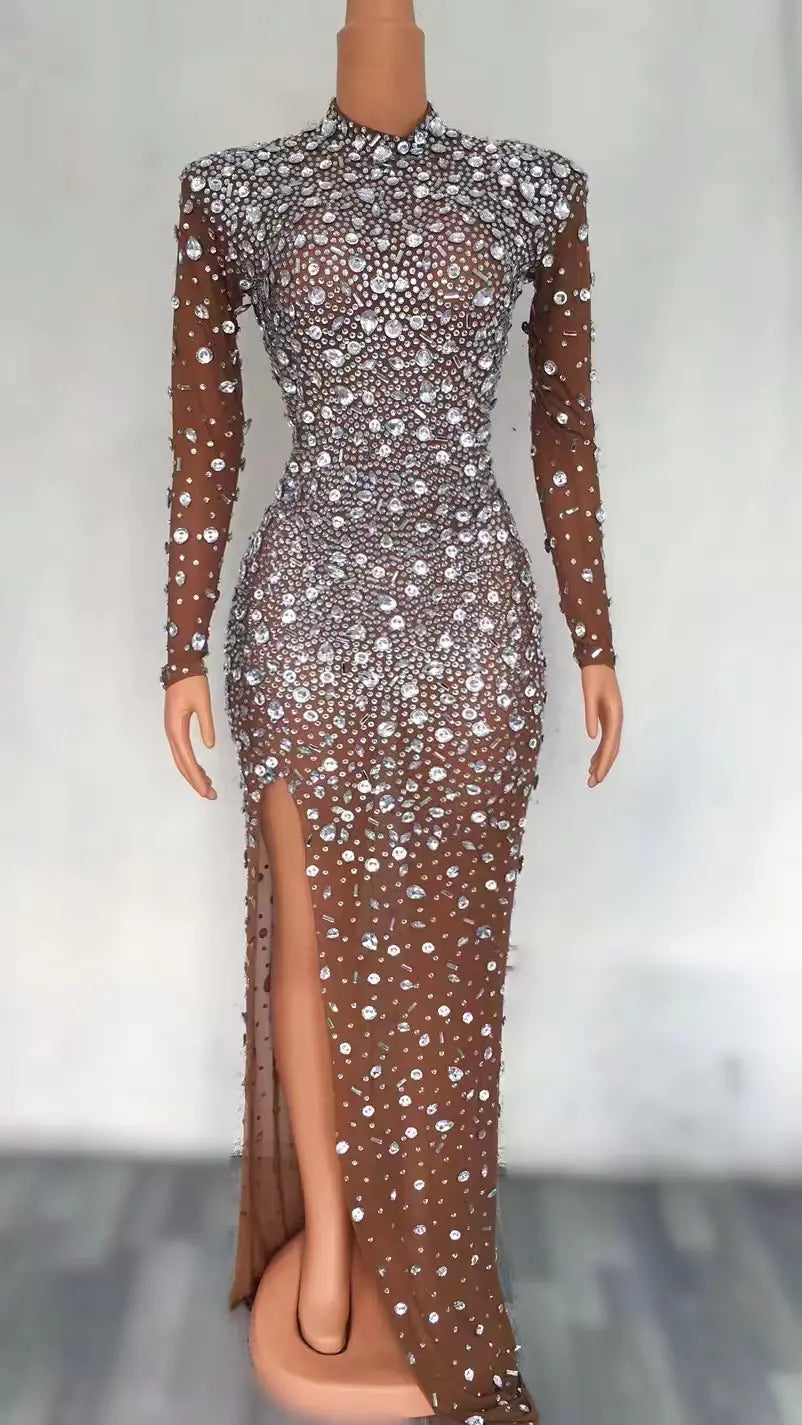 Rhinestone Tassel Mesh Elastic Latin Dance Skirt