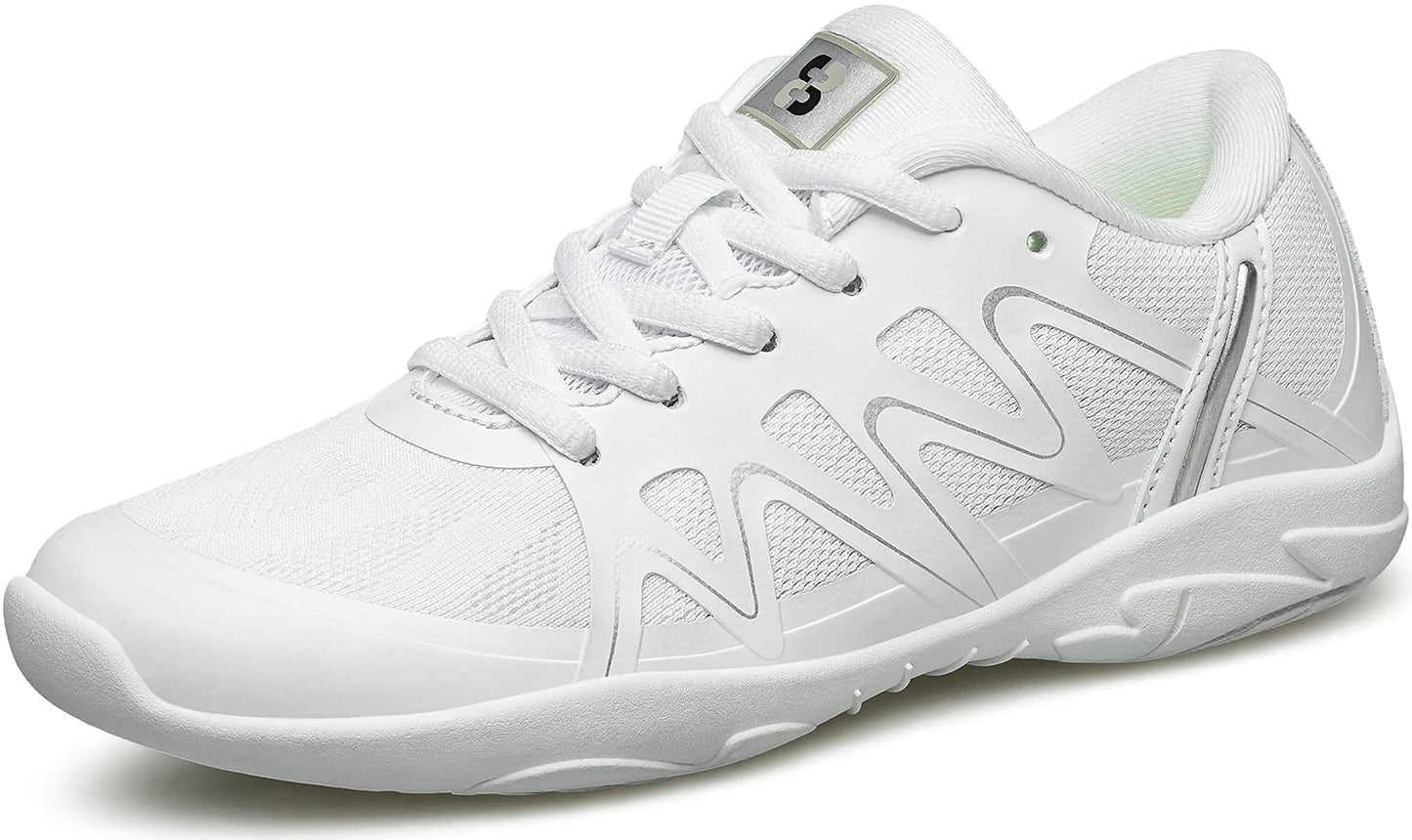 BAXINIER Girls White Cheerleading Dance Shoes Lightweight Youth Competition Cheer Sneakers Kids Training Tennis Shoes - White 1 Little Kid