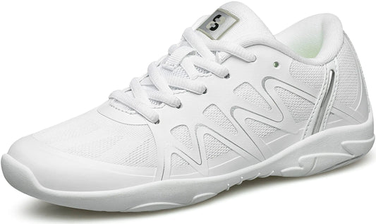 BAXINIER Girls White Cheerleading Dance Shoes Lightweight Youth Competition Cheer Sneakers Kids Training Tennis Shoes - White 1 Little Kid