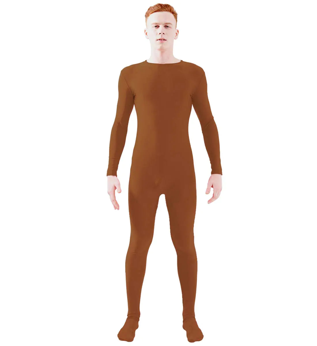 Ensnovo Adult Spandex One Piece Unitard Full Body Suit Costume Brown XXL