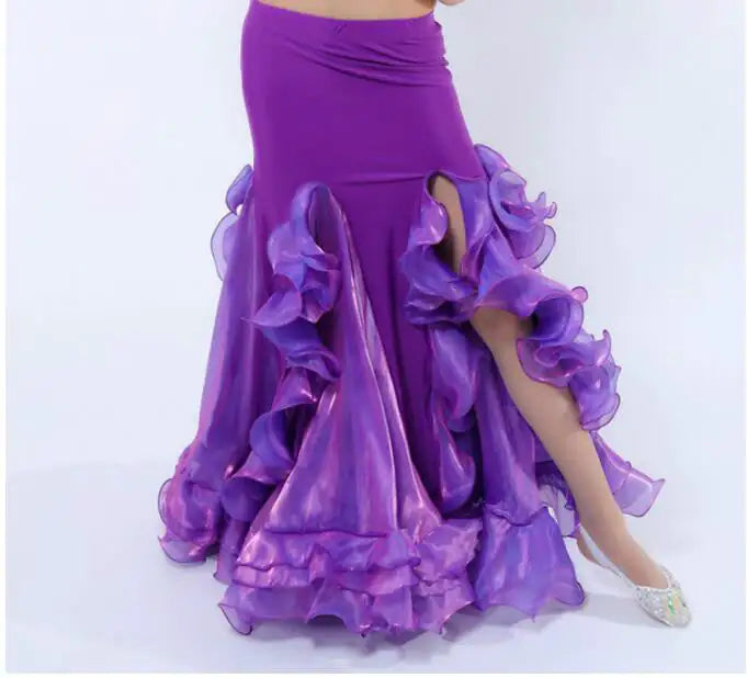 Belly Dance Long Skirt with Slit Hemming Design
