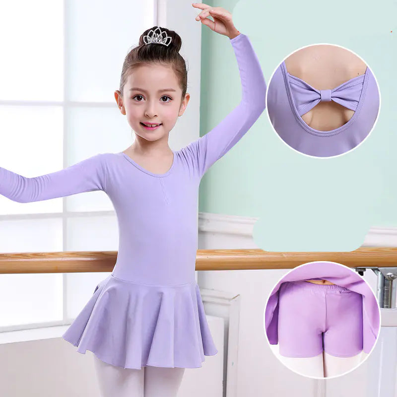 Girls' Short-Sleeved Tutu Dance Practice Clothes
