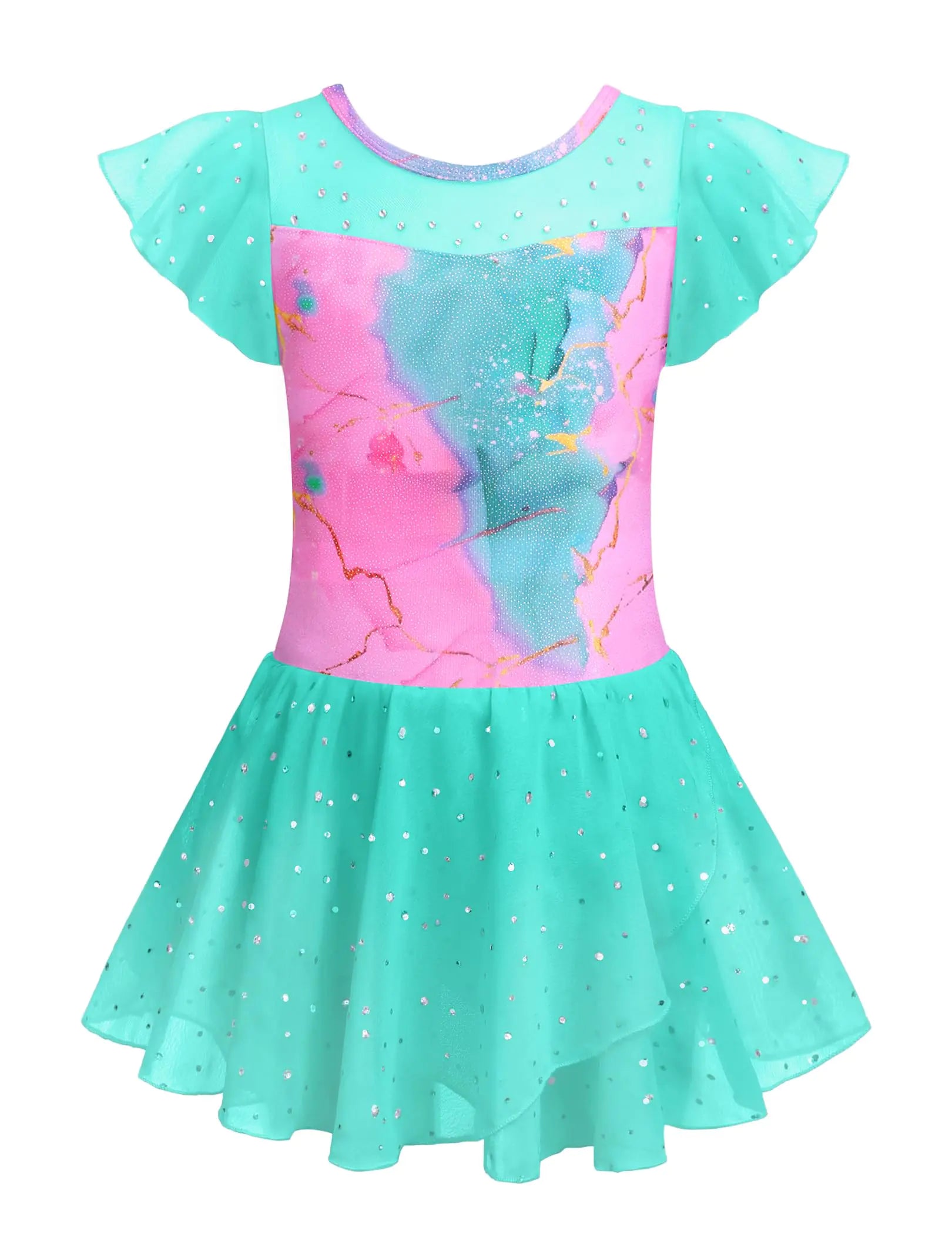Zaclotre Girls Ballet Leotards Ruffle Sleeve Sparkle Dance Leotard Toddler Ballerina Dress Outfits