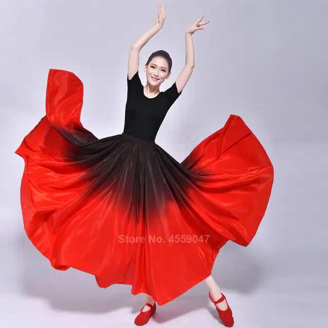 Women's Gradient Color Flamenco Dance Skirt