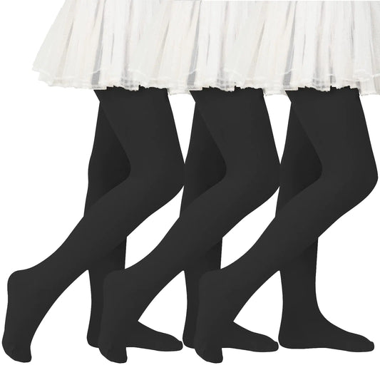 Baby Girls Dance Tights Toddler Footed Ballet Tights Stockings for Girls School Uniform Pants Leggings for Baby Girls Black-3 Pairs 9-14 Years