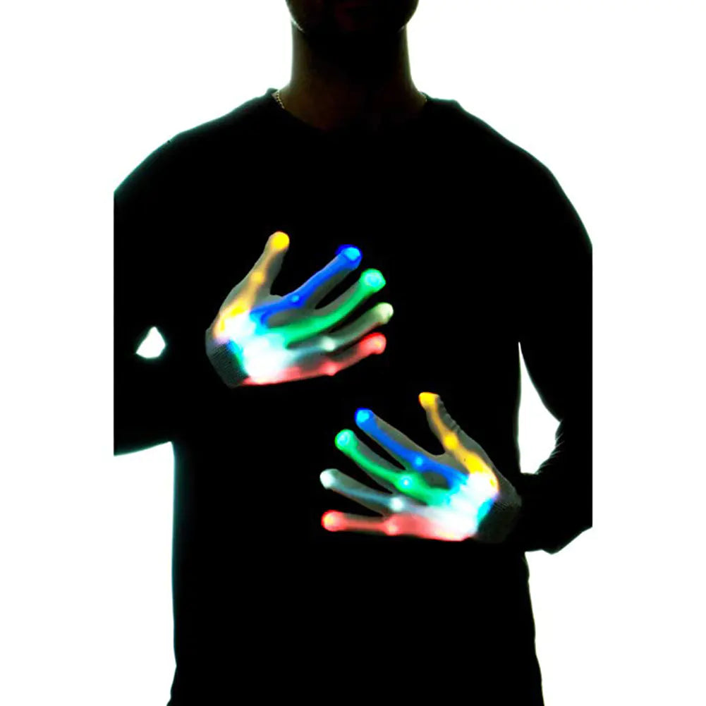 Rainbow LED Gloves for Dance Performances and Shows