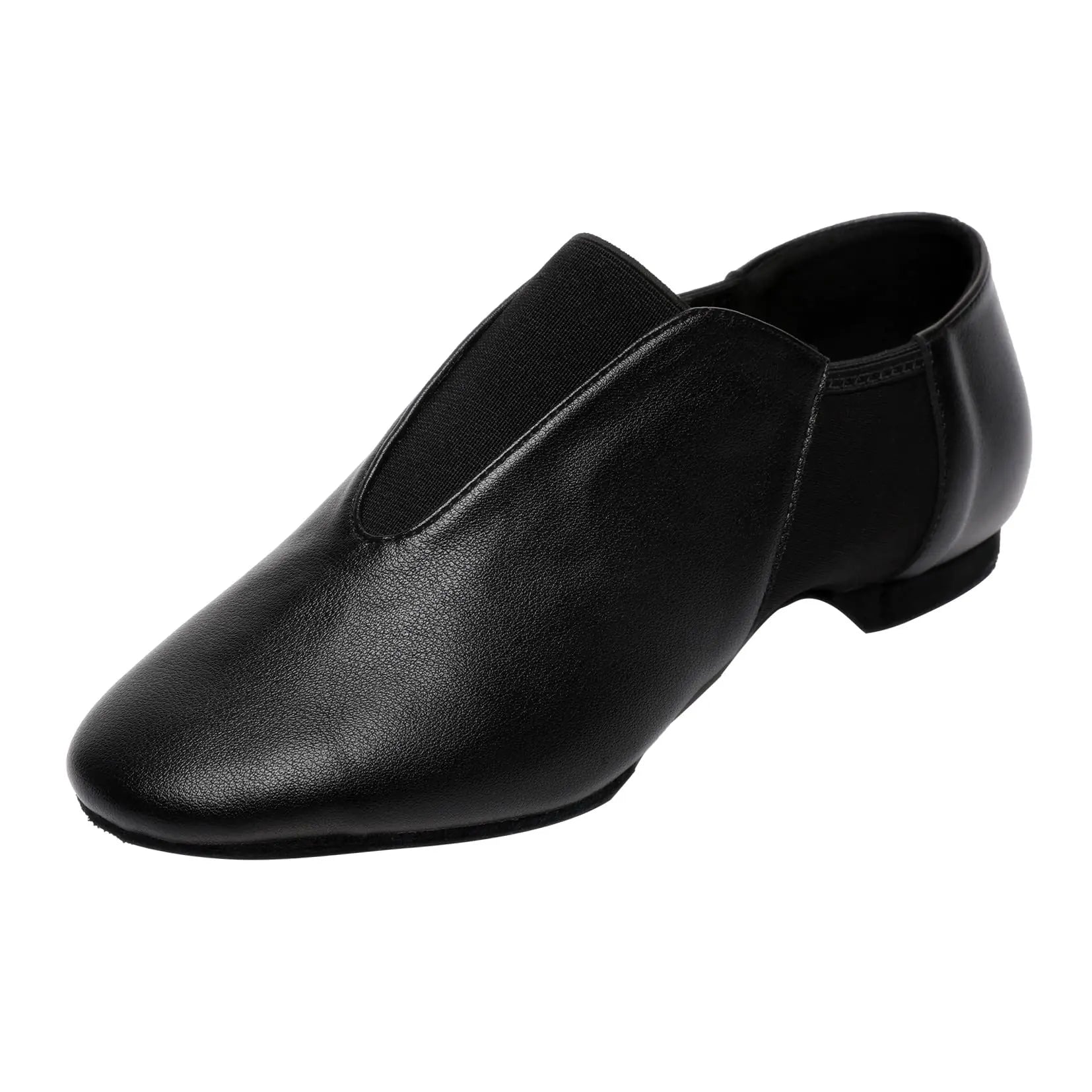 Elastic Jazz Shoes Leather Sole for Girls Boys Dance (Toddler/Little Kid/Big Kid) (1 Little Kid Black