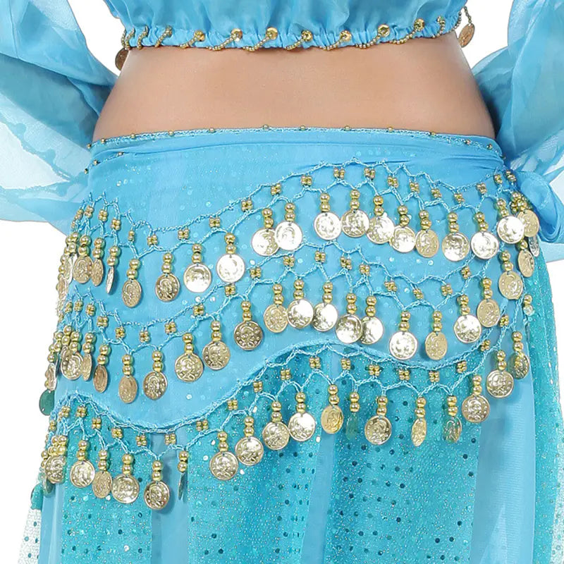 Three-layer Gold Coin Waistband for Dance Practice