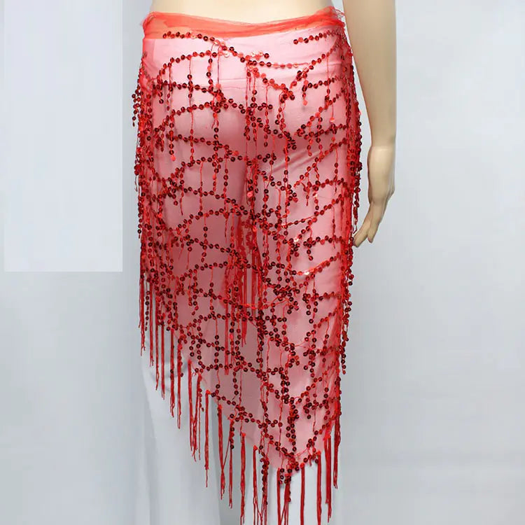 Belly Dance Sequins Triangular Waist Scarf for Performance