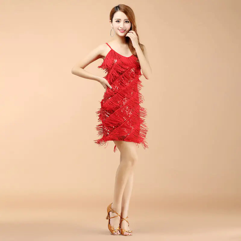 Latin Dance Costume for Women with Fringe Skirt