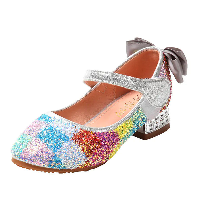 Girls' Sequin Dance Shoes with Crystal Heels