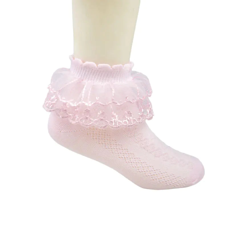 Children's White Lace Latin Dance Socks