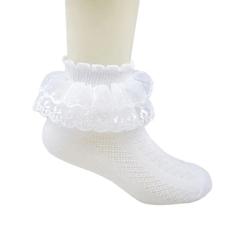 Children's White Lace Latin Dance Socks