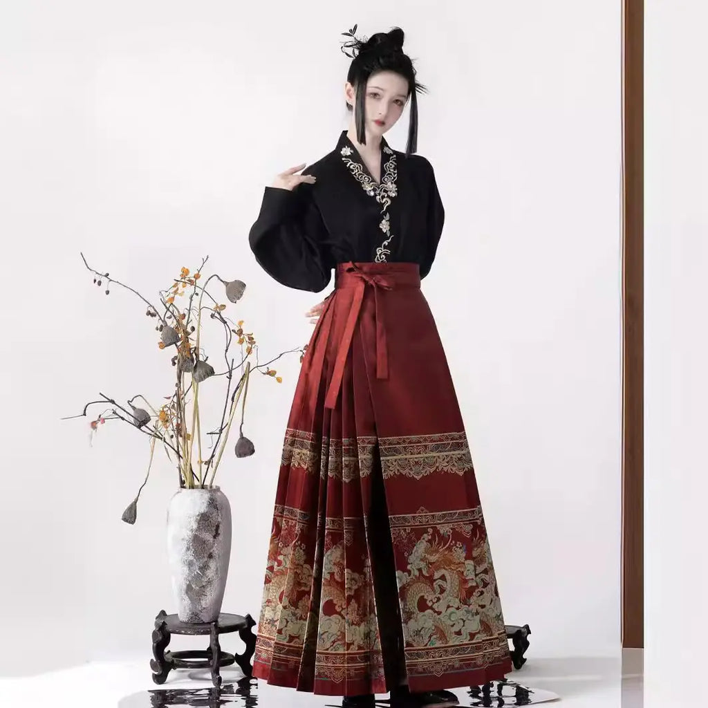 "Su Yu Hua Chang Dragon Dance Hanfu Skirt for Women"