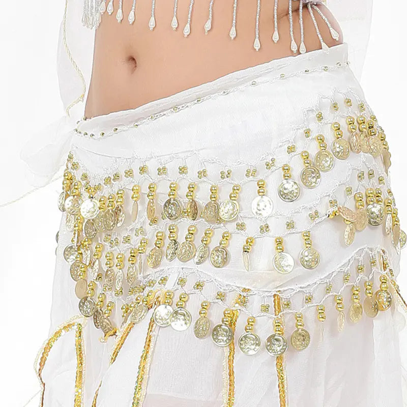Three-layer Gold Coin Waistband for Dance Practice