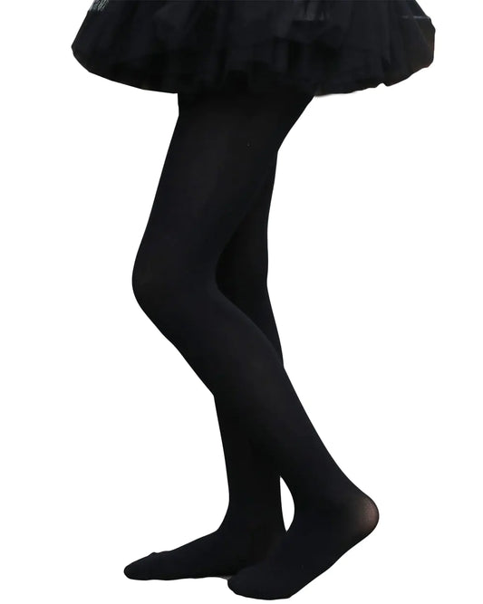 VINICUNCA Girls Tights Dance Microfiber Tights Stretchy Ballet Footed Stockings School Uniform Tights for Kids (US Alpha X-Large Regular Black)