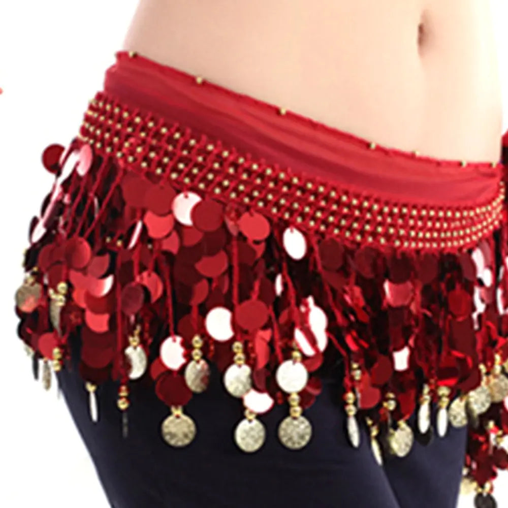 Chiffon Belly Dance Hip Scarf and Waist Chain