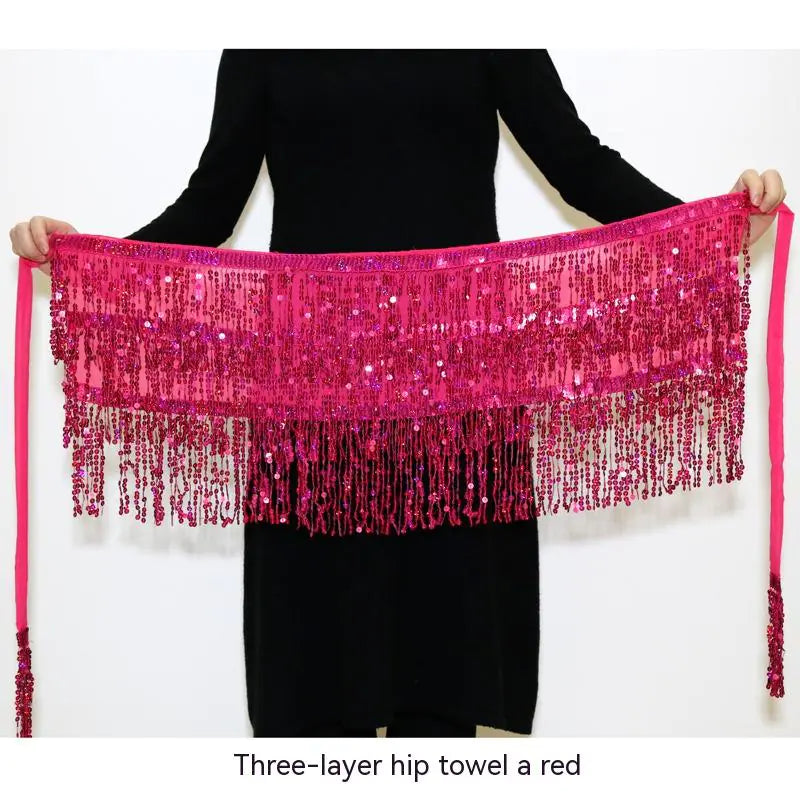 Halloween Belly Dance Costume with Sequined Hip Skirt