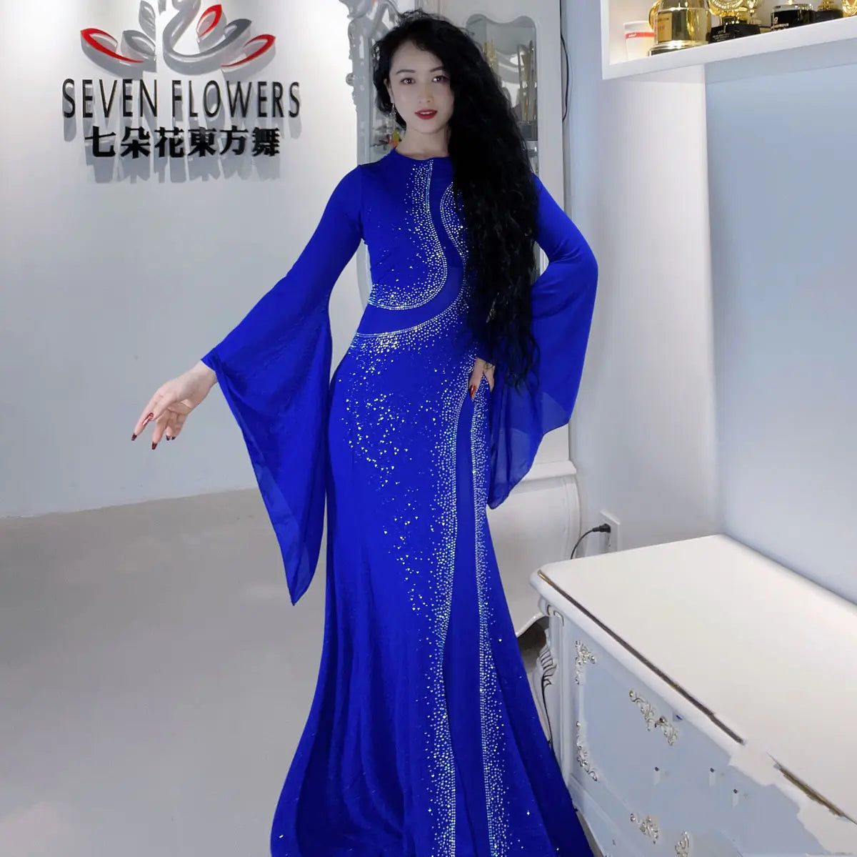 Iraq Belly Dance Costume with Sheer Performance Robe