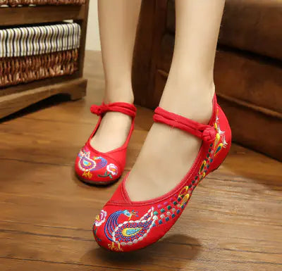 New Women's Embroidered Cloth Dance Shoes for Square Dance