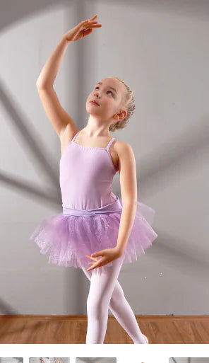 Children's Dance Costumes with Suspenders and Skirts