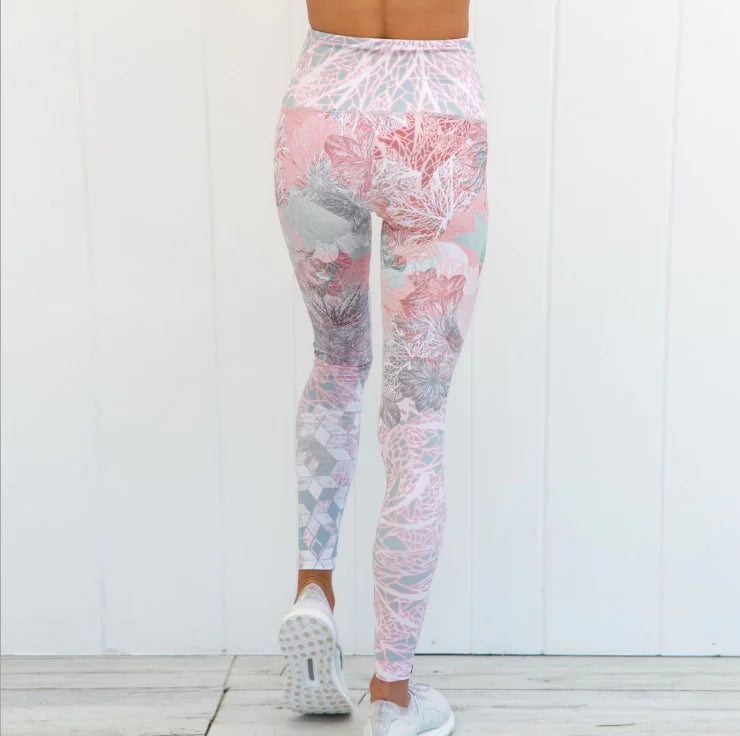 Printed Crop Top and Leggings Fitness Set
