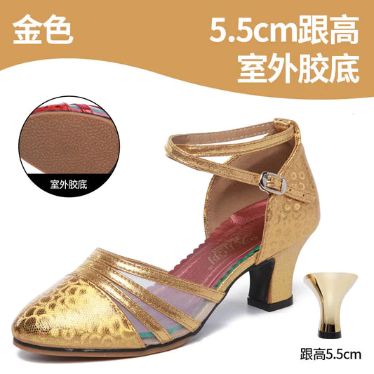 Adult Latin Dance Shoes with Mesh and Soft Sole