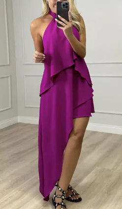 Crossbody Halter Layered Dress