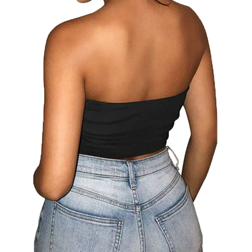 Solid Color Off-Shoulder Crop Top