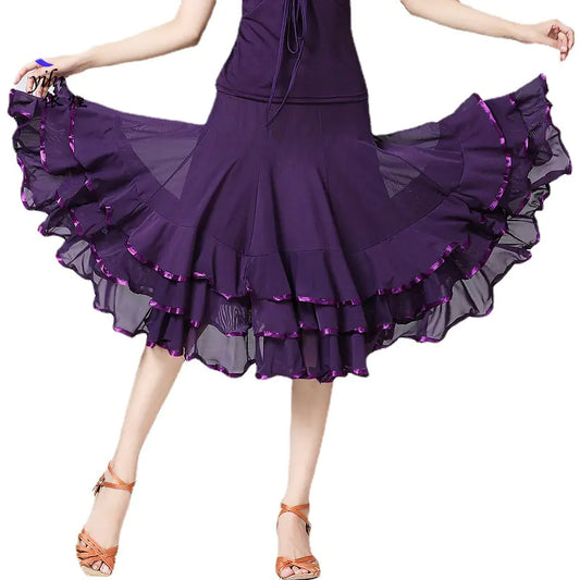 Large Mesh Swing Latin Dance Skirt (Half-Length)