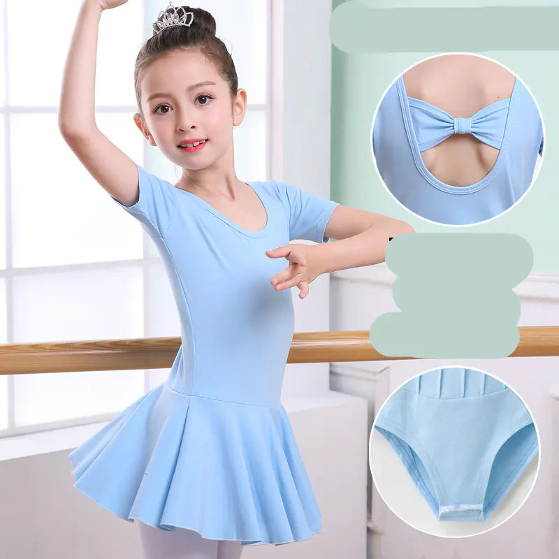 Girls' Short-Sleeved Tutu Dance Practice Clothes