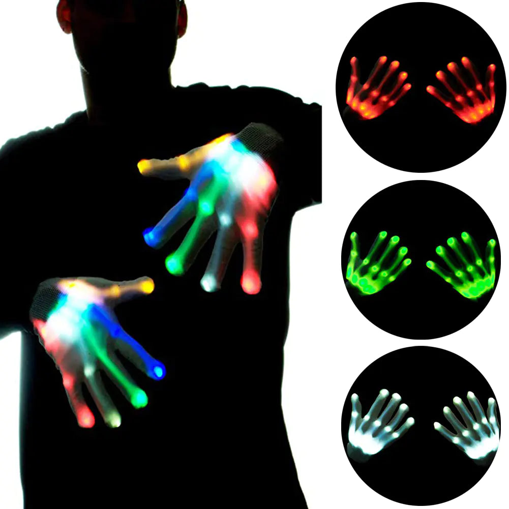 Rainbow LED Gloves for Dance Performances and Shows