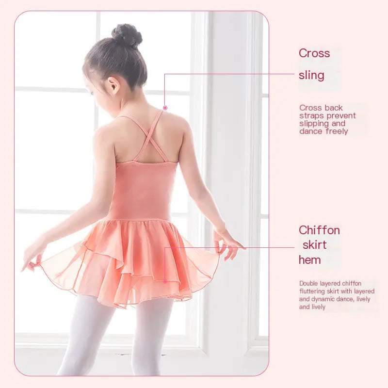 Girls' Summer Dance Dress with Chiffon Skirt