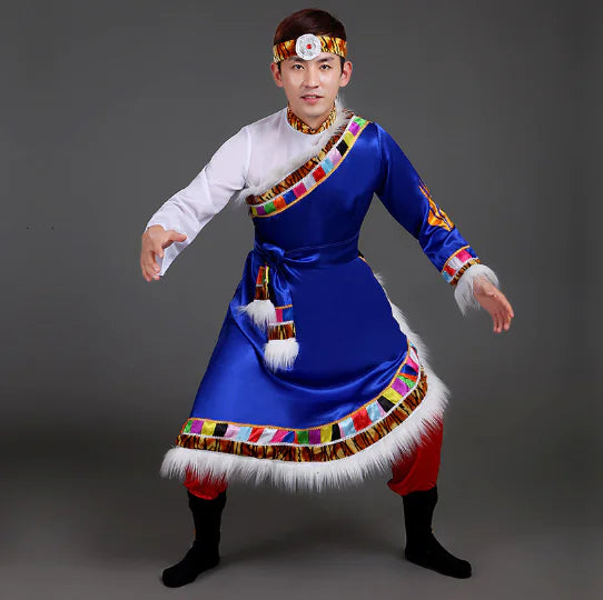 Men's Tibetan Dance Costume and Mongolian Performance Outfit