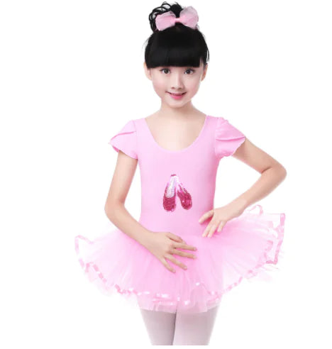 Girls Diamond Dance Short-sleeve Puffy Skirt