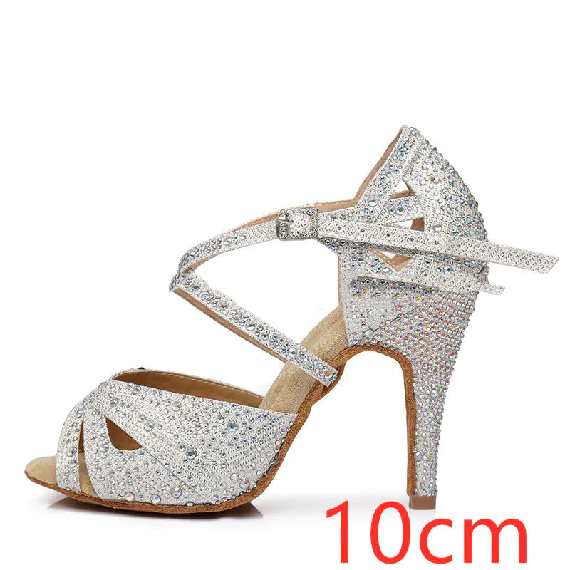 Silver High-Heeled Latin Dance Shoes