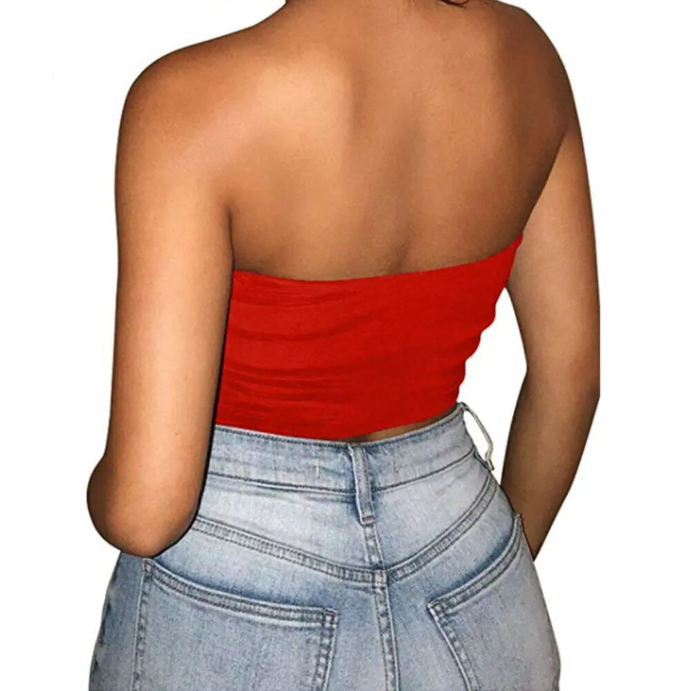 Solid Color Off-Shoulder Crop Top