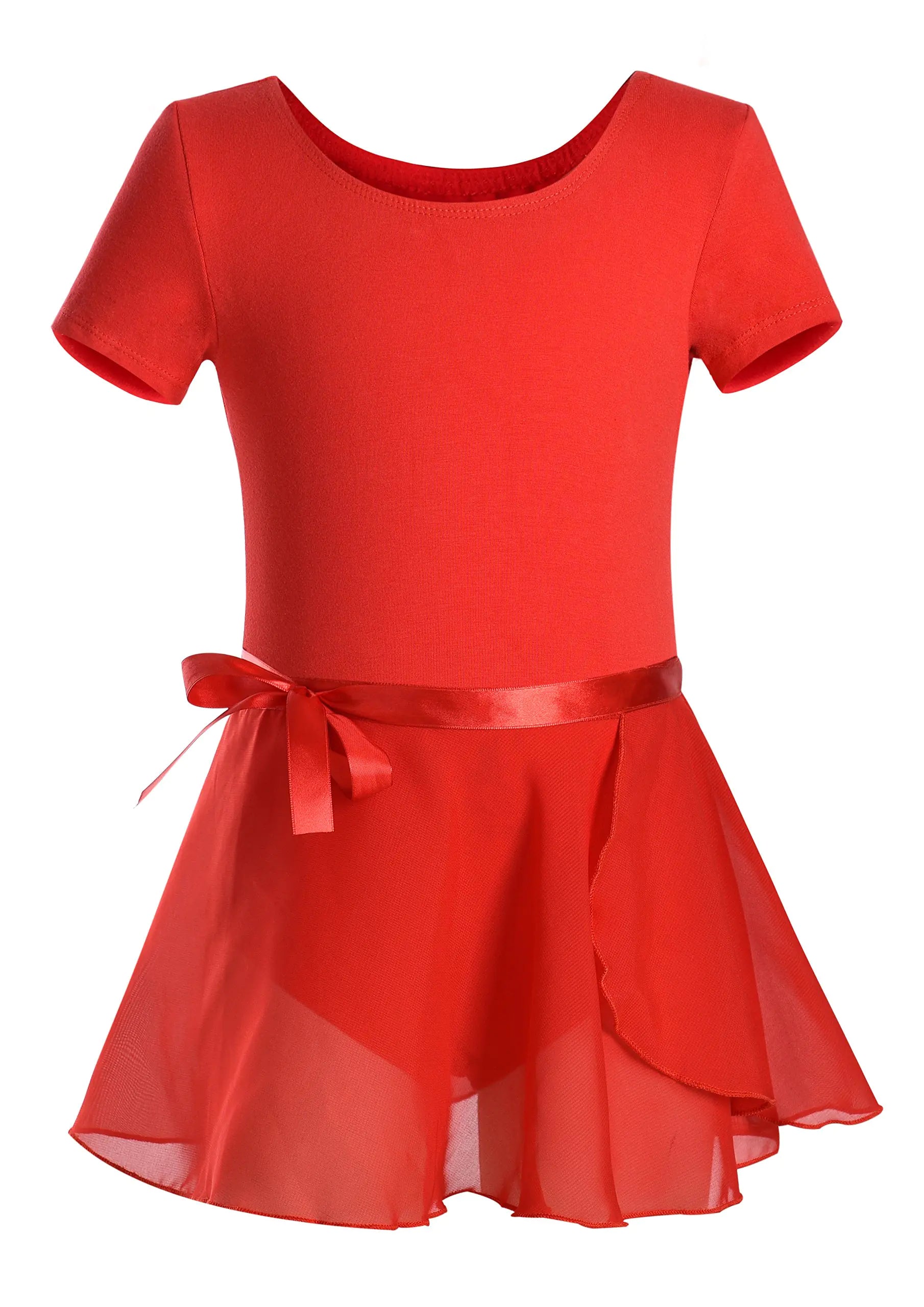 DANSHOW Girls Short Sleeve Leotard with Skirt Kids Dance Ballet Tutu Dresses(3027-XXL-04)