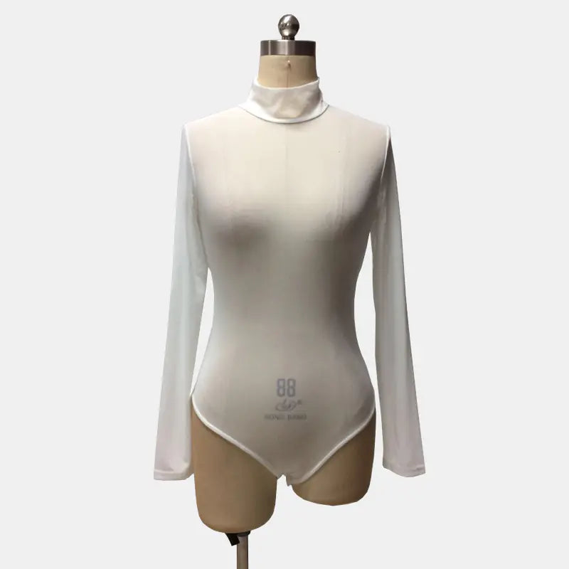 Women's Long Sleeve Mesh Bodysuit for Dance Performances