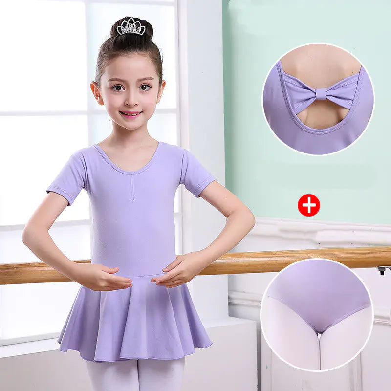 Girls' Short-Sleeved Tutu Dance Practice Clothes