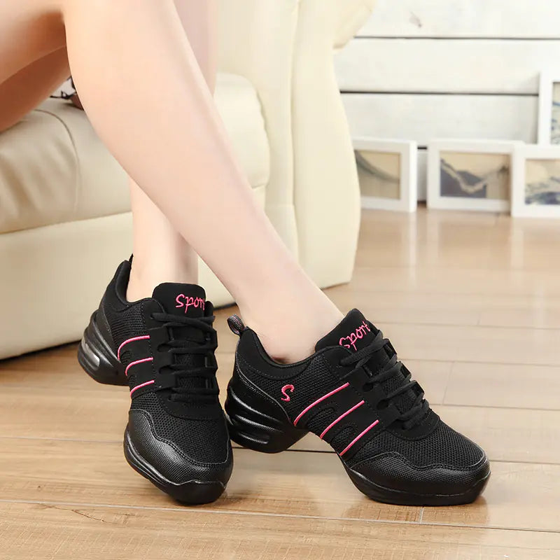 Breathable Mesh Mid-Heel Dance Shoes for Women